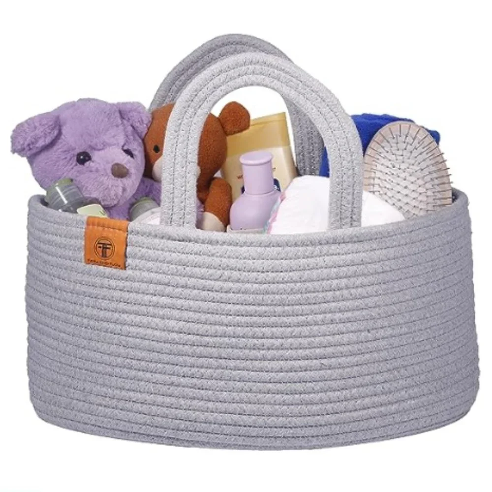 Cotton Rope Diaper Basket Caddy - Baby Diaper Bag - Nursery/ Car Organizer